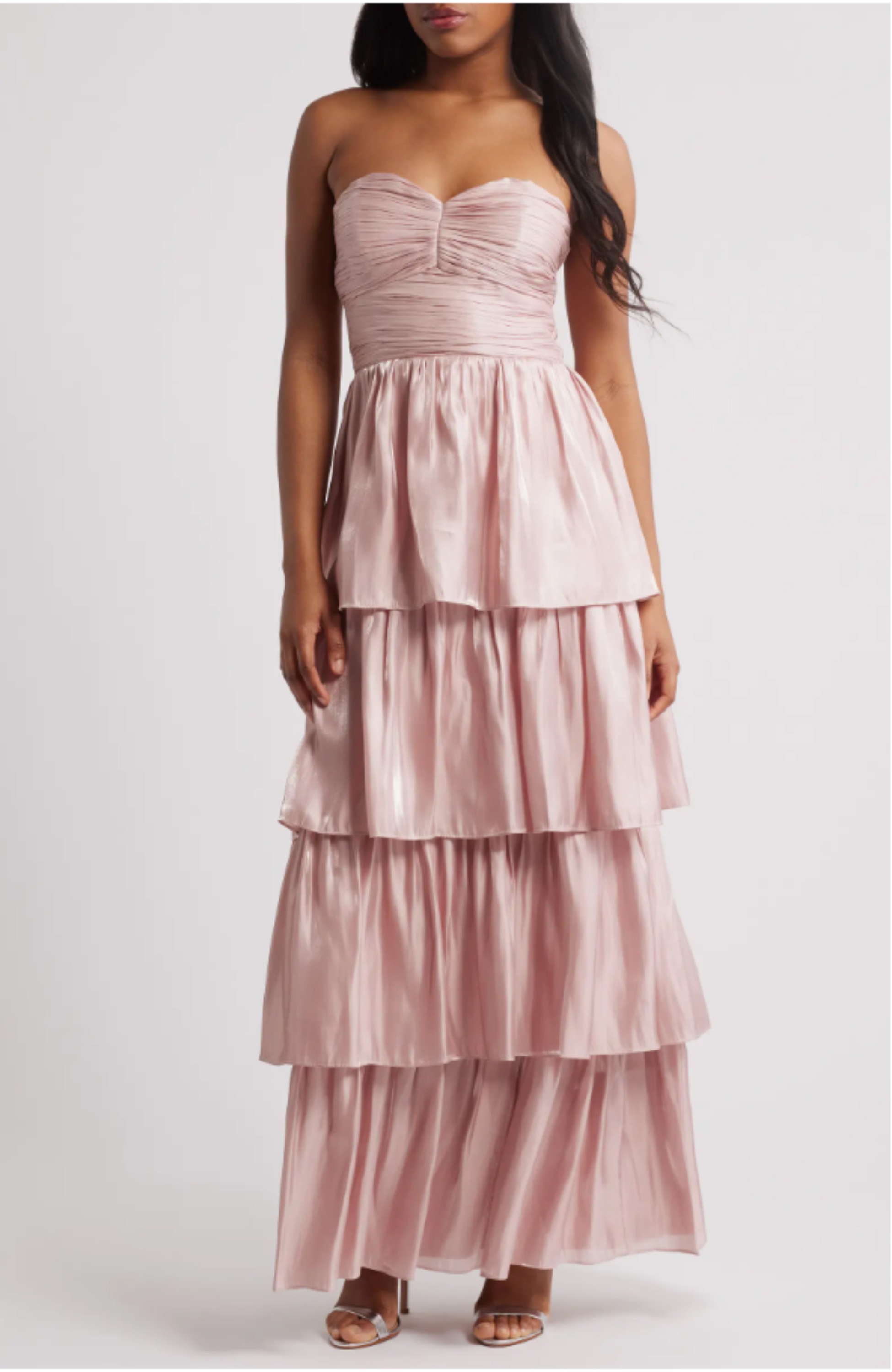 black and rose gold sequin embellished fishtail maxi dress Embellished Straight-Neck Maxi Dress in Black Gold Foil - 2