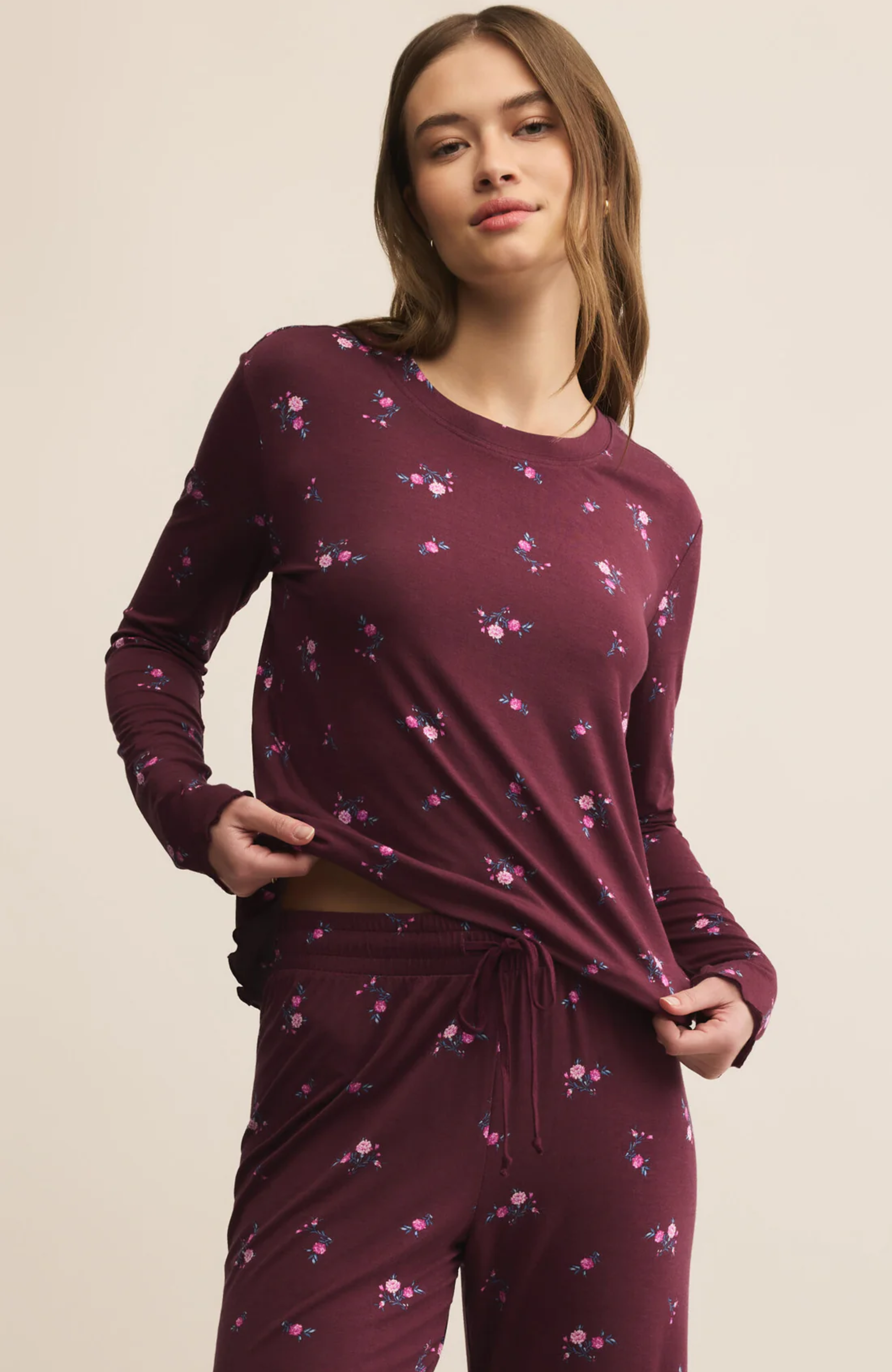 Z Supply - Bella Ditsy Long Sleeve Top – 310 Rosemont