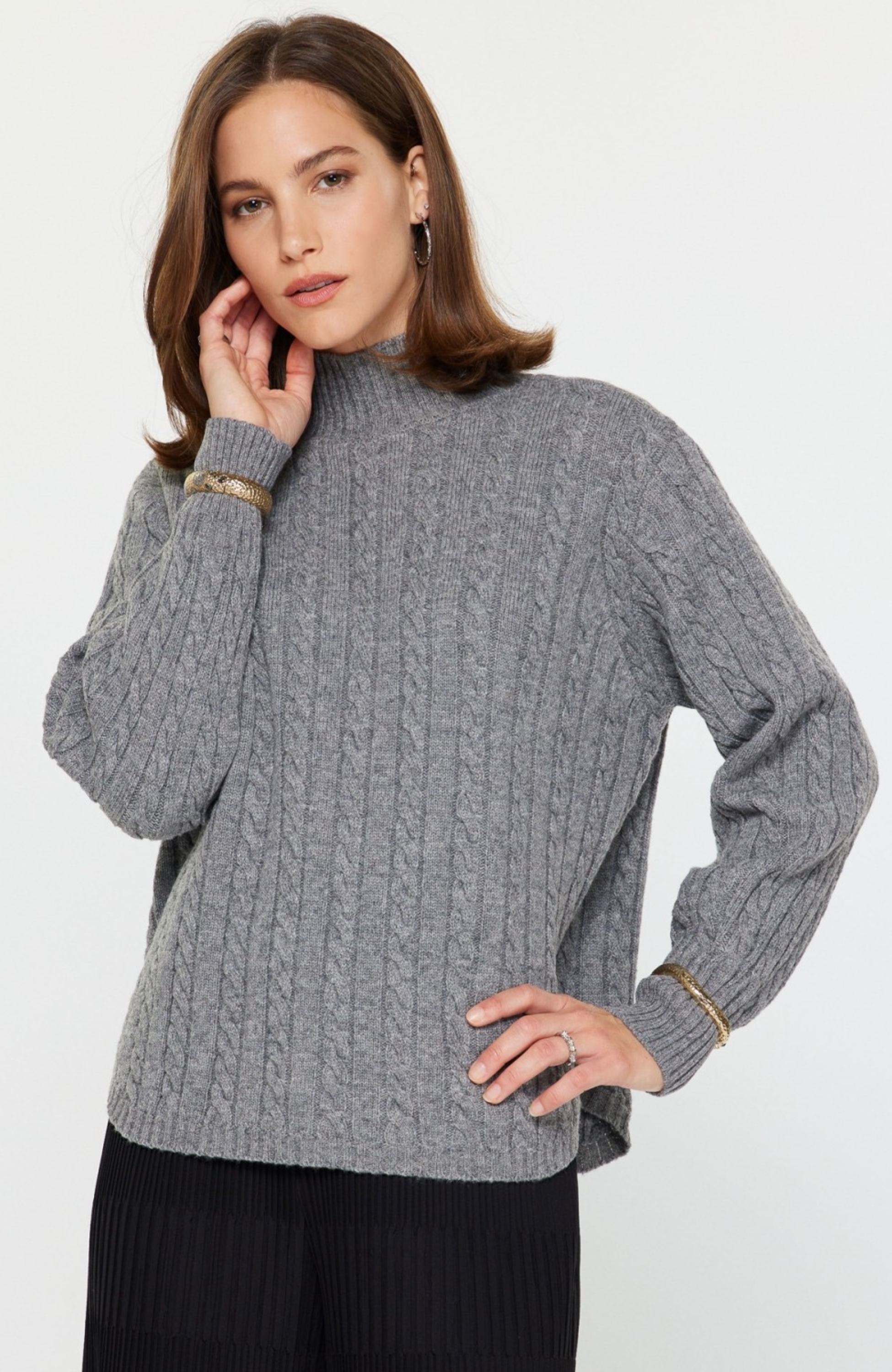 Current Air - Mock Neck Cable Sweater – 310 Rosemont