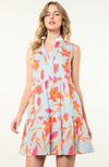 Sleeveless Flower Striped Dress