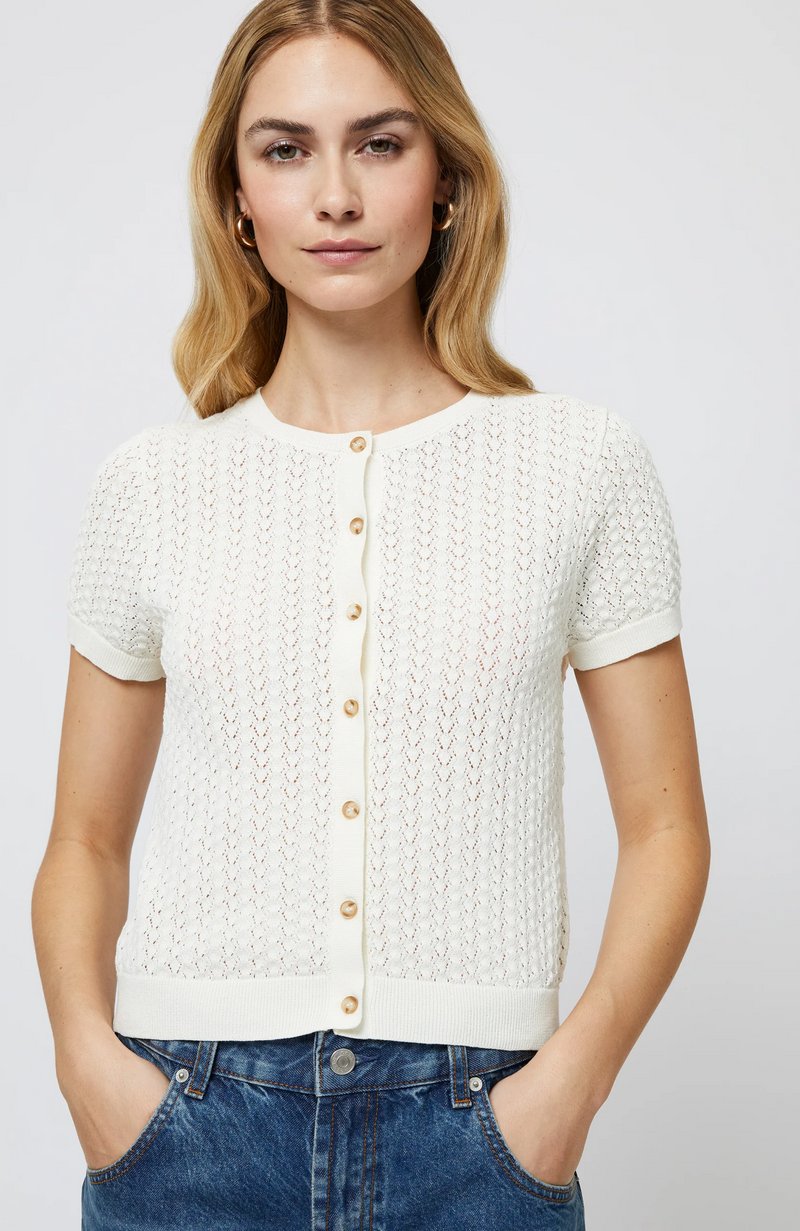 French Connection - Cotton Blend Pointelle Cardigan