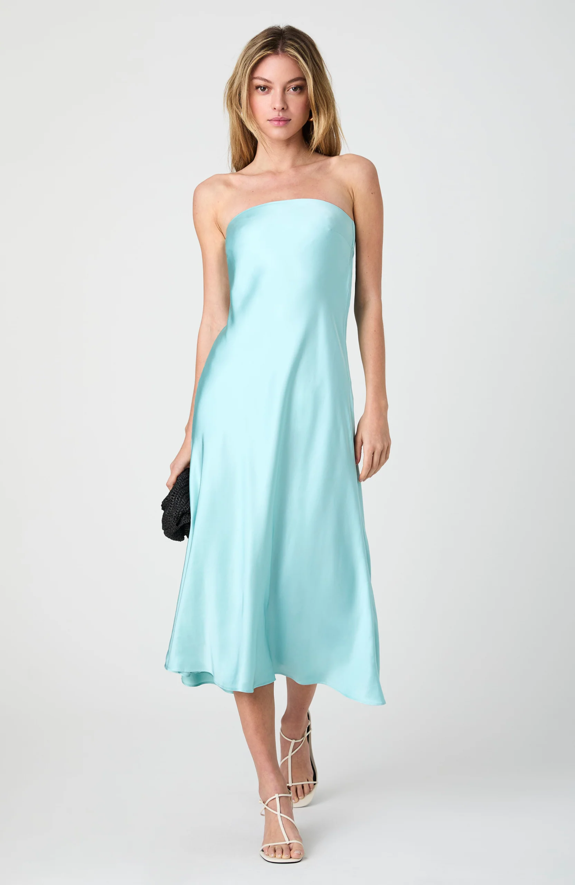 French Connection Women's Oona Satin Strapless Midi Dress - Pastel Turquoise
