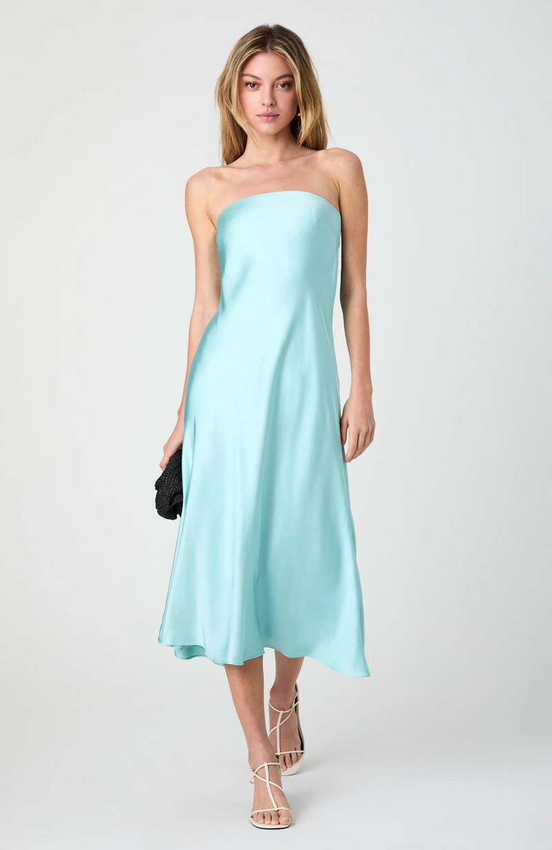 strapless midi dress flowy Flowy Strapless Midi Dress | Palm Paradise Print | M