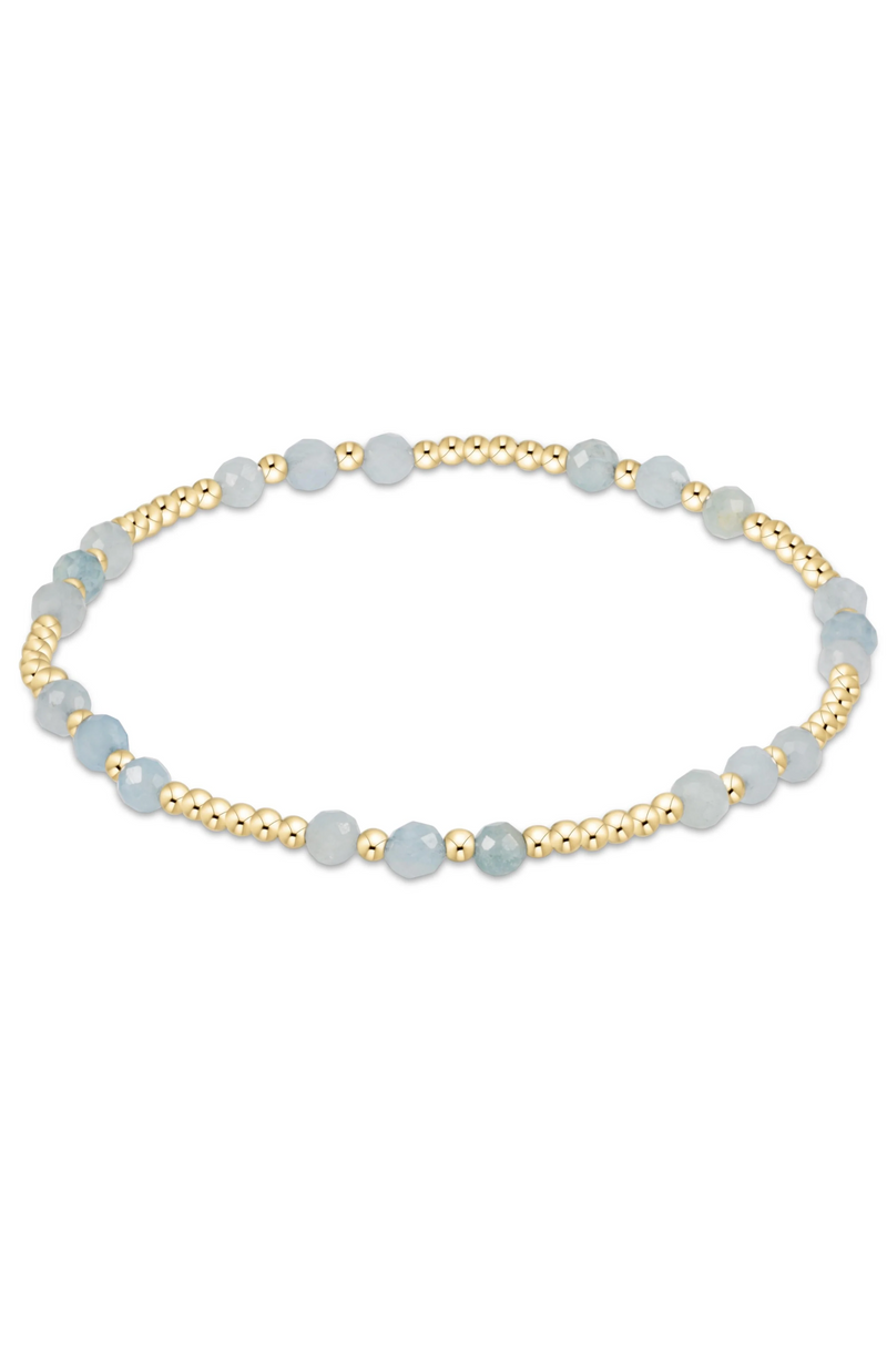 Gemstone Gold Joy Pattern 3mm Bracelet - Aquamarine