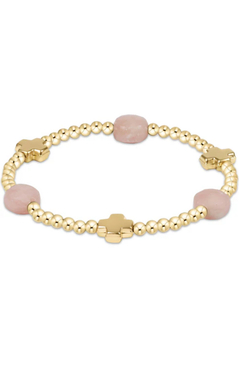 Enewton - Signature Cross Admire Gold Pattern 3mm Bracelet - Pink Opal