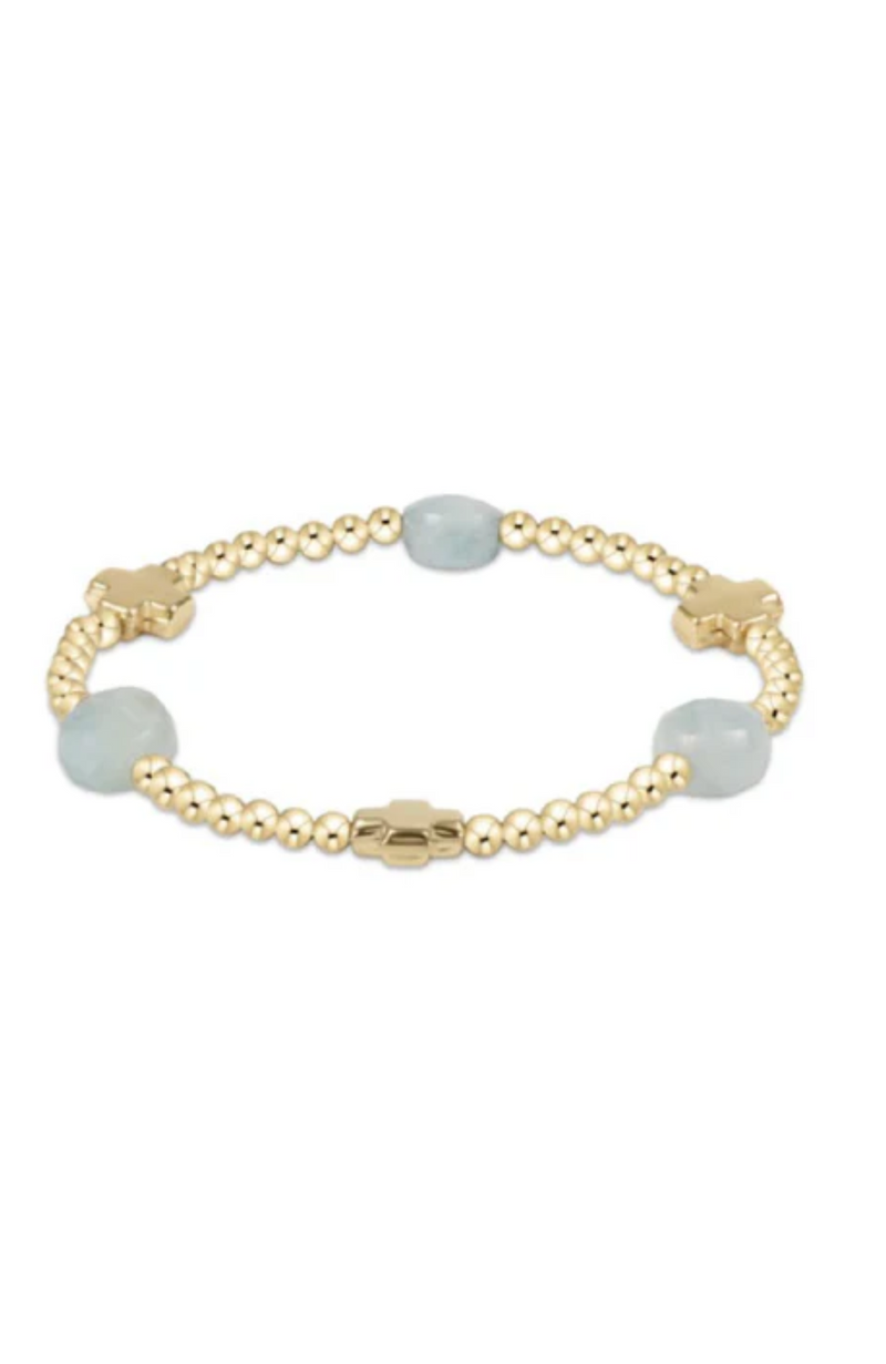 Enewton - Cross Admire Gold Pattern 3mm Bracelet - Aquamarine