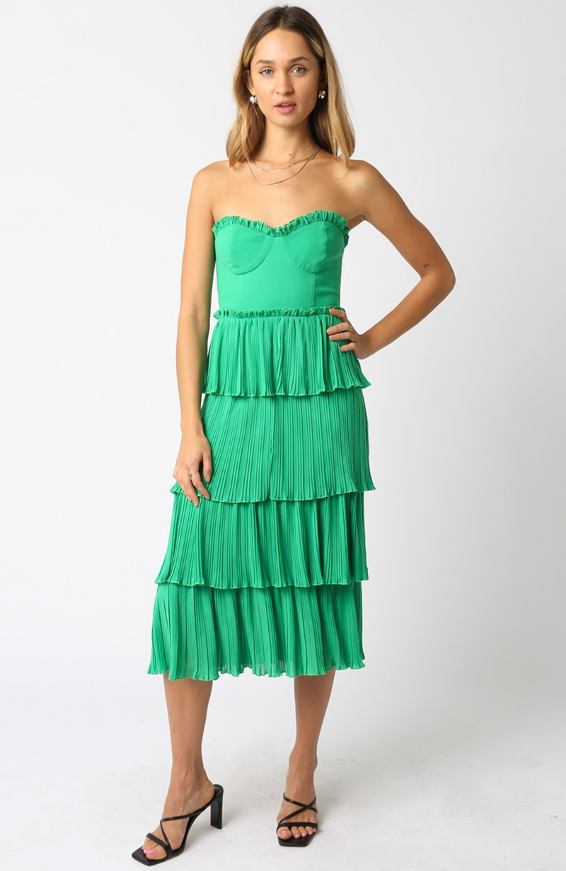 Lyla Strapless Ruffle Midi Dress