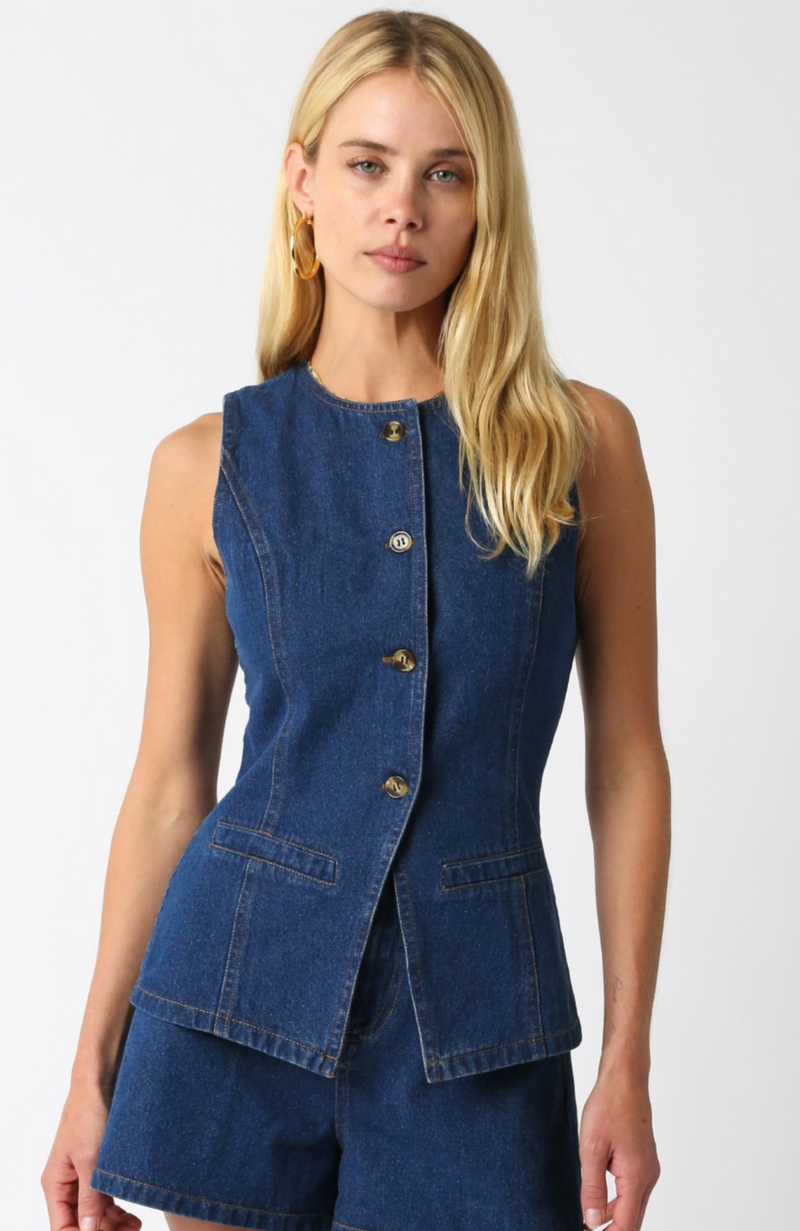 Denim Button Top