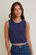 Sleeveless Crew Sweater Top