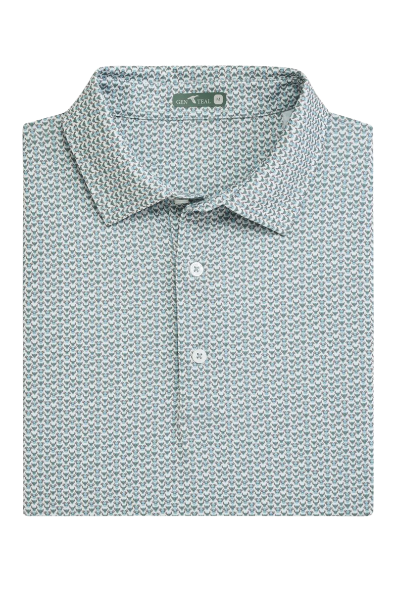 GenTeal - Teak Trophy Printed Performance Polo