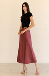 Solid Silk Midi Skirt