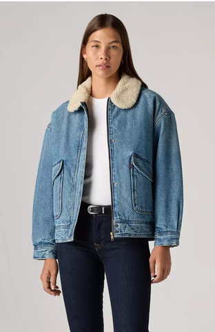 ジャケット・アウター Faux Shearling Lined Bomber denim Supreme Faux Shearling Lined Bomber Jacket Denim Men's