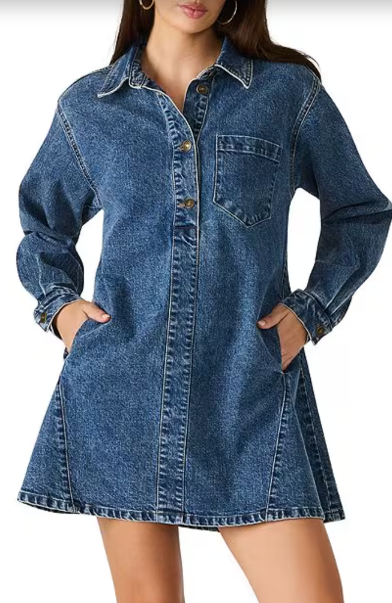 steve madden shirt dresses Steve Madden Nadia Shirt Dress - Blue