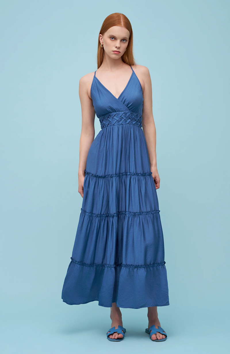 lyla maxi dress Womens Lyla Plaid Drawstring Maxi Dress Billy T Denim / S