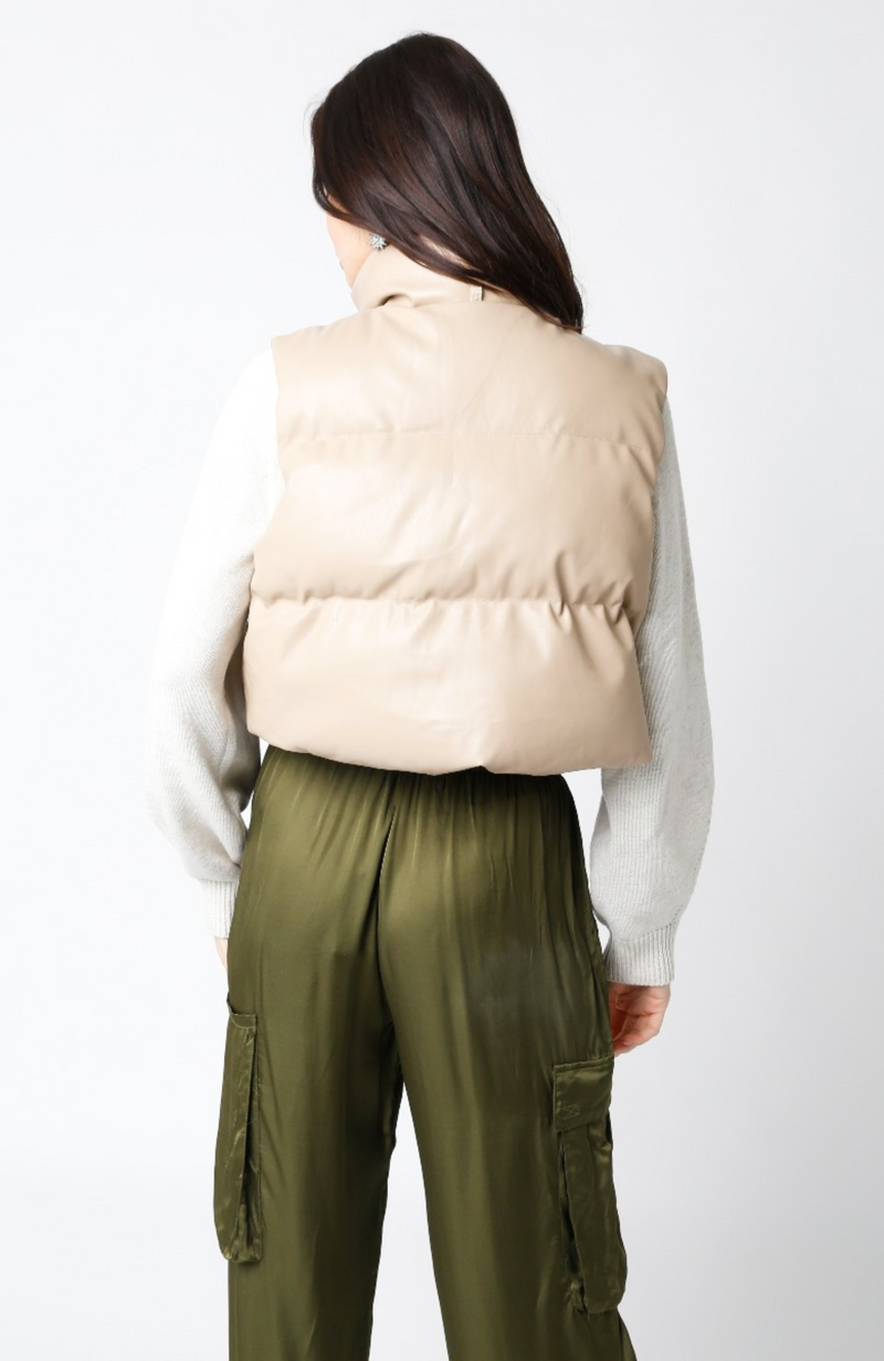 Solid Cropped Puffer Vest