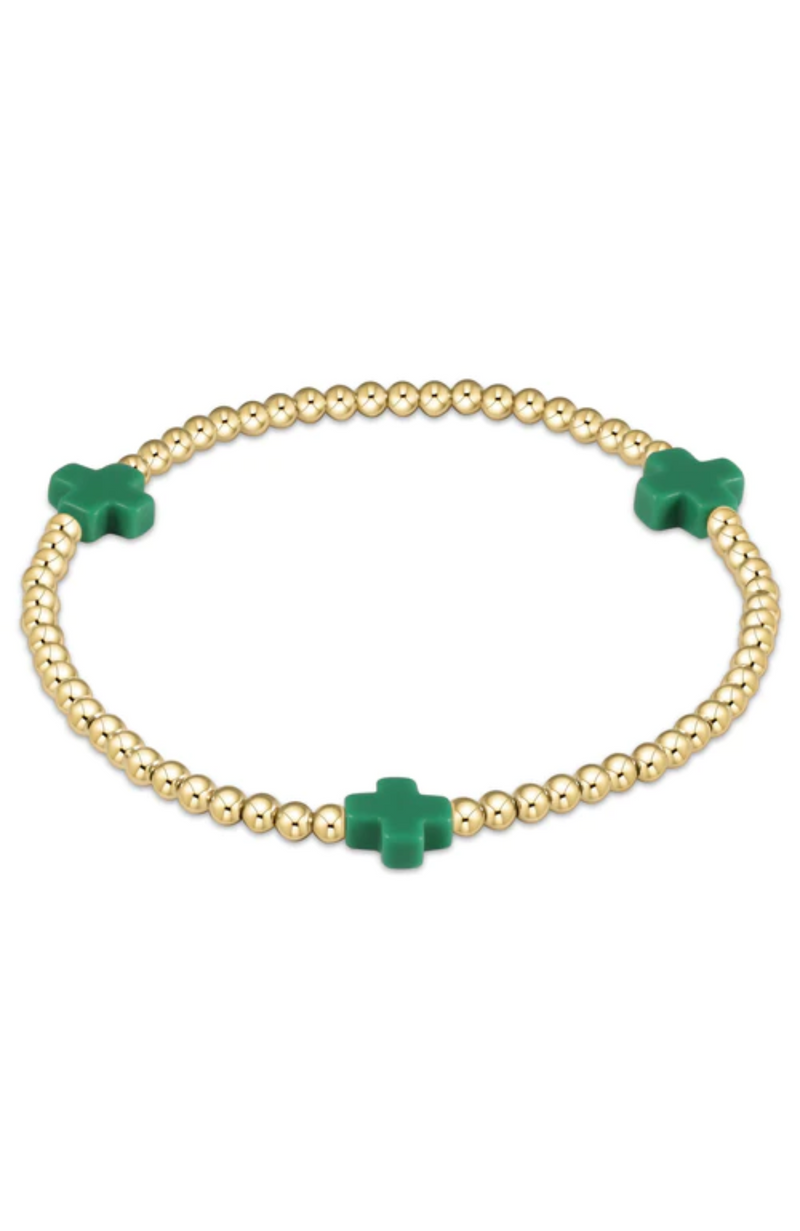 Enewton - Signature Cross Gold Pattern 3Mm Emerald Bracelet