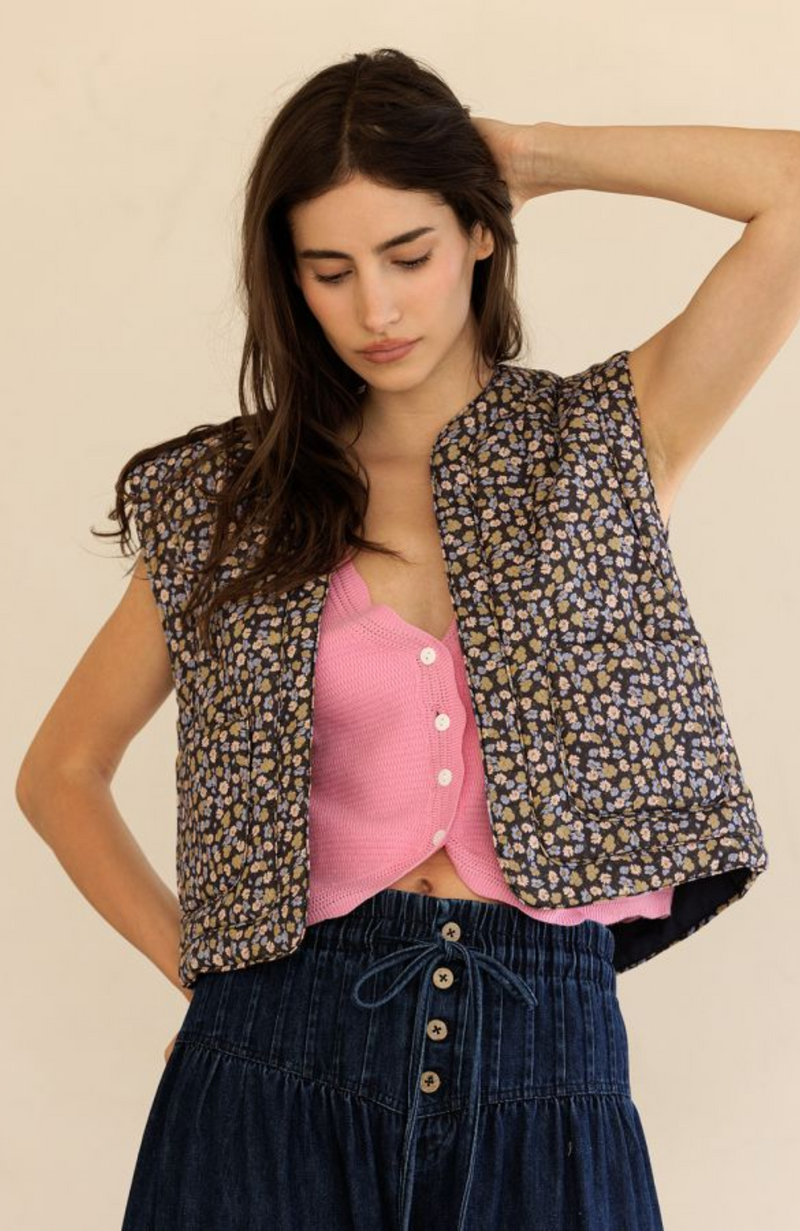 Quilted Fall Floral Vest