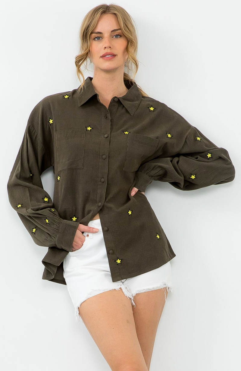 Embroidered Stars Top