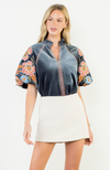 Floral Embroidered Velvet Top
