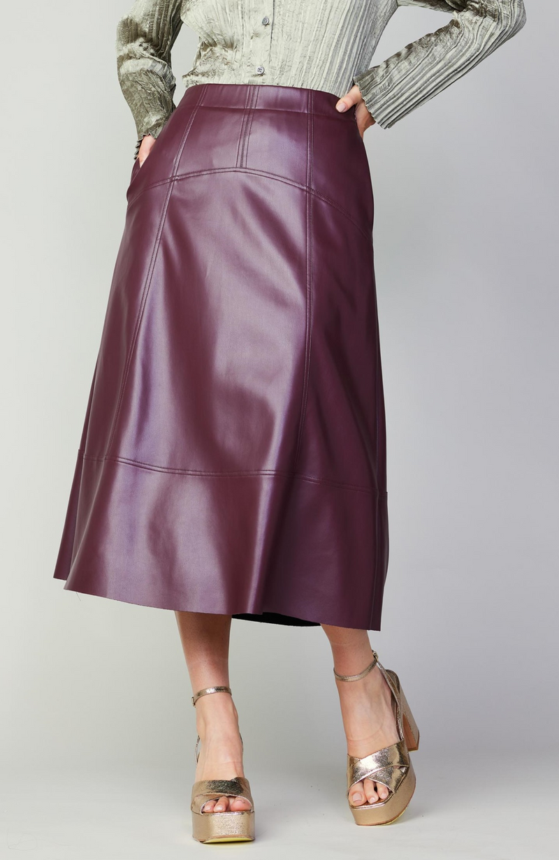 Current Air - Vegan Leather Midi Skirt