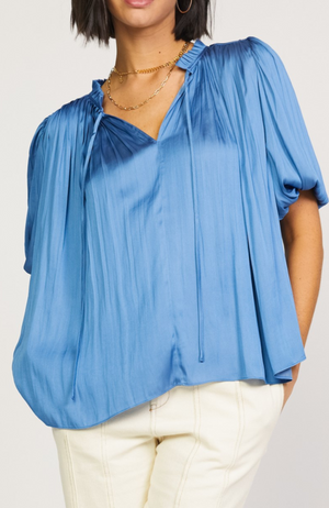 Current Air -  Pleated Puff Sleeve Blouse