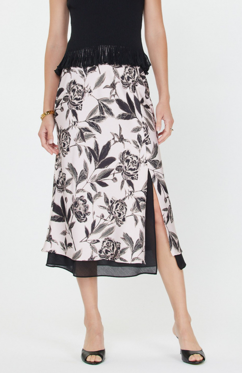 Current Air - Chiffon Layered Floral Midi Skirt