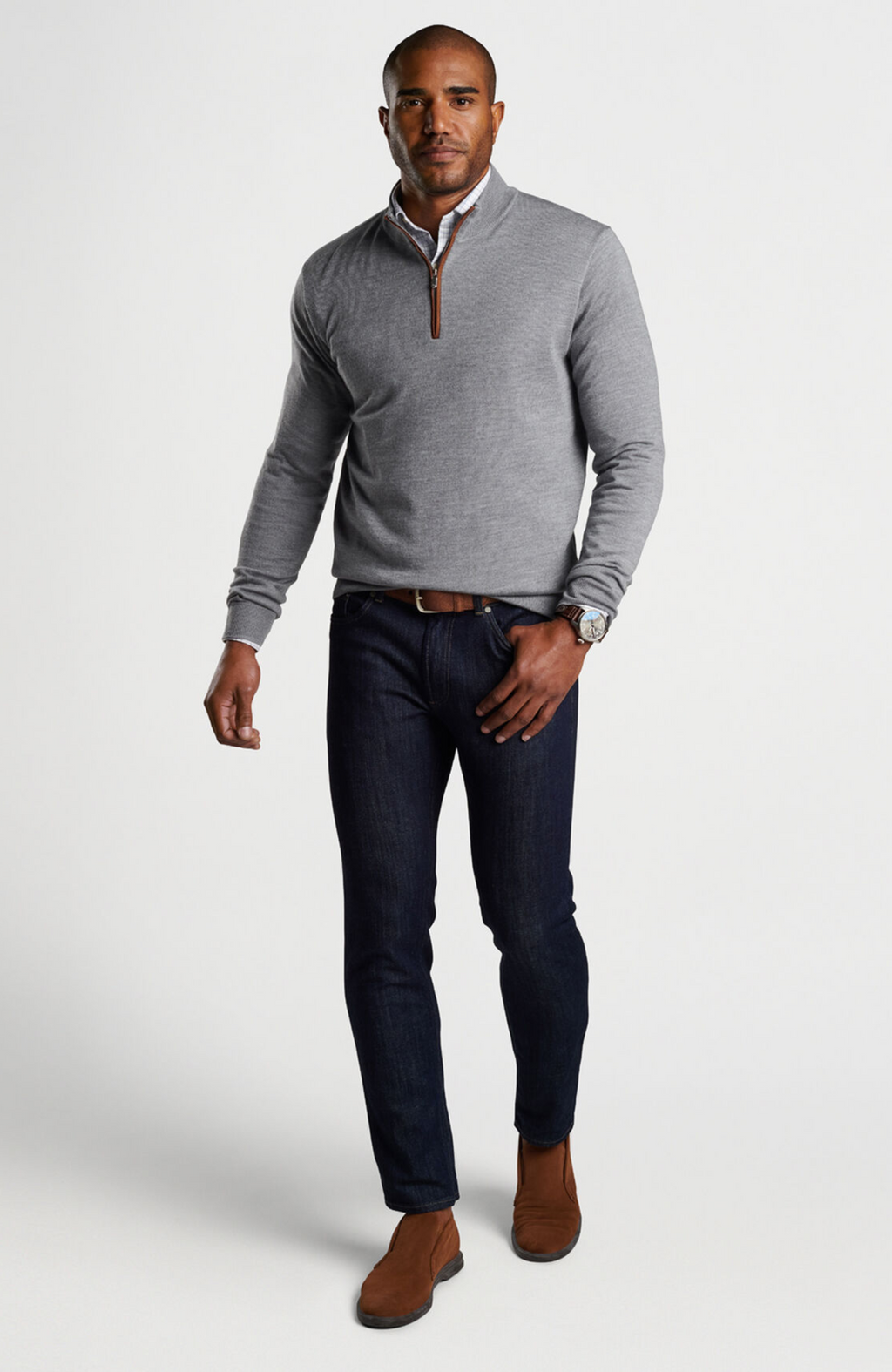 Peter Millar - Autumn Crest Suede Trim Quarter-Zip