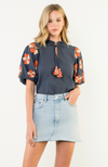 Puff Sleeve Tassel Tie Top