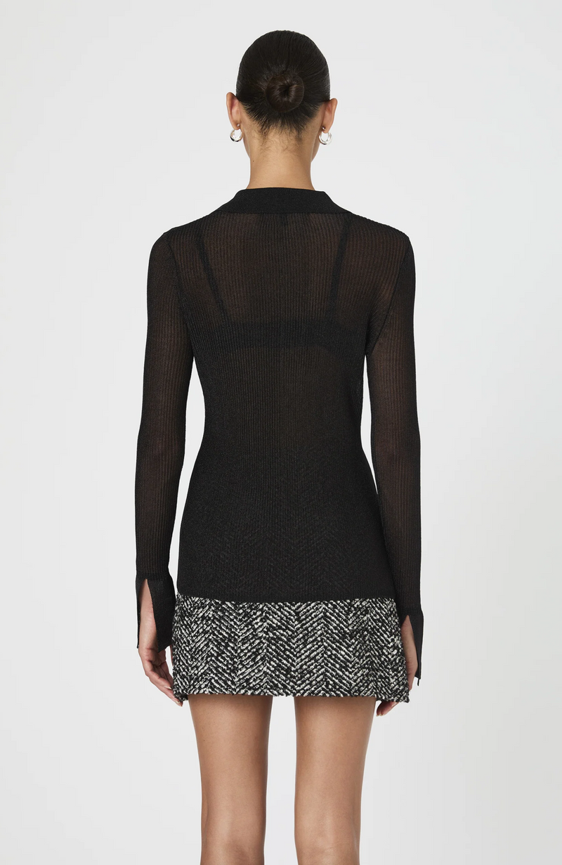 French Connection - Lurex Mix Collared Top