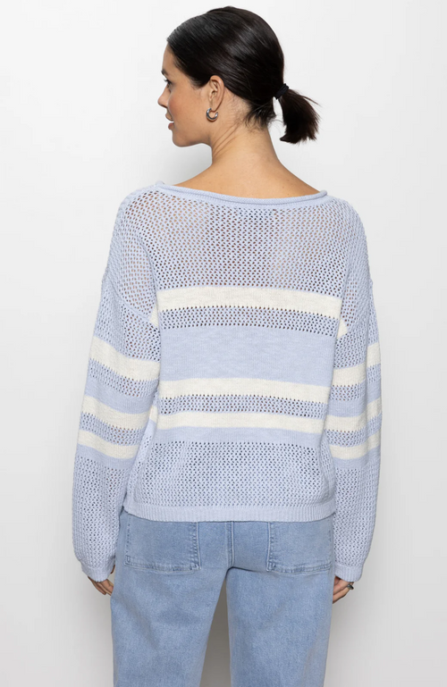 Sanctuary - Sporty Stripe Open Knit Sweater