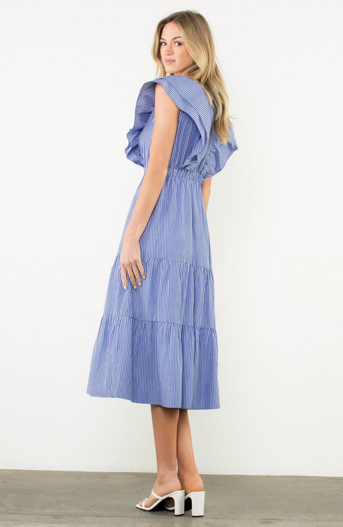 Striped Flutter Maxi Dress