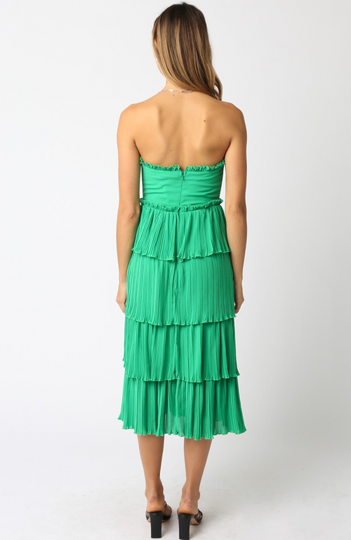 Lyla Strapless Ruffle Midi Dress