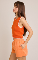 Sleeveless Crew Sweater Top