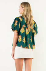 Floral Tassel Tie Top