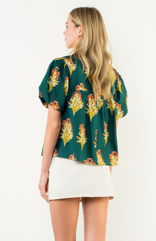 Floral Tassel Tie Top