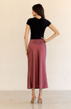 Solid Silk Midi Skirt