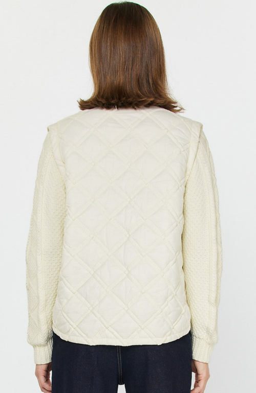 Current Air - Quilted Sweater Mixed Media Jacket