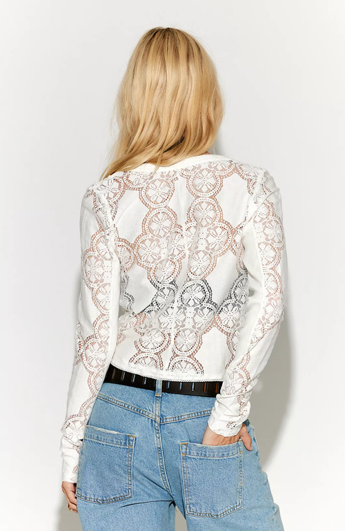 Free People - Jae Sheer Lace Knit Top