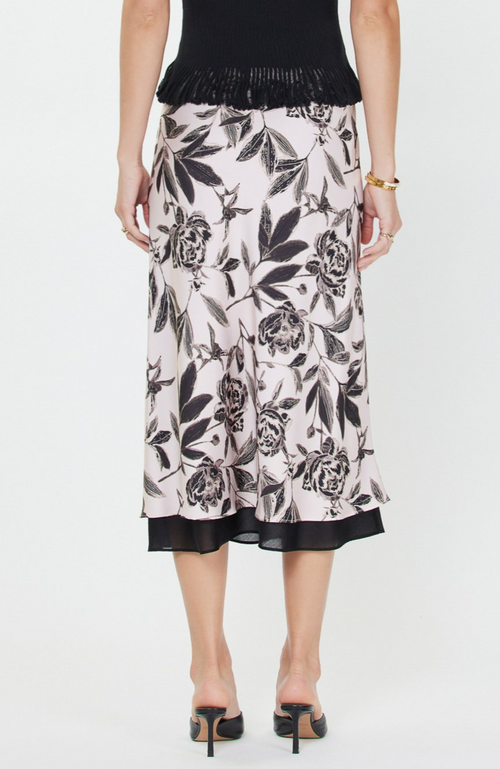 Current Air - Chiffon Layered Floral Midi Skirt