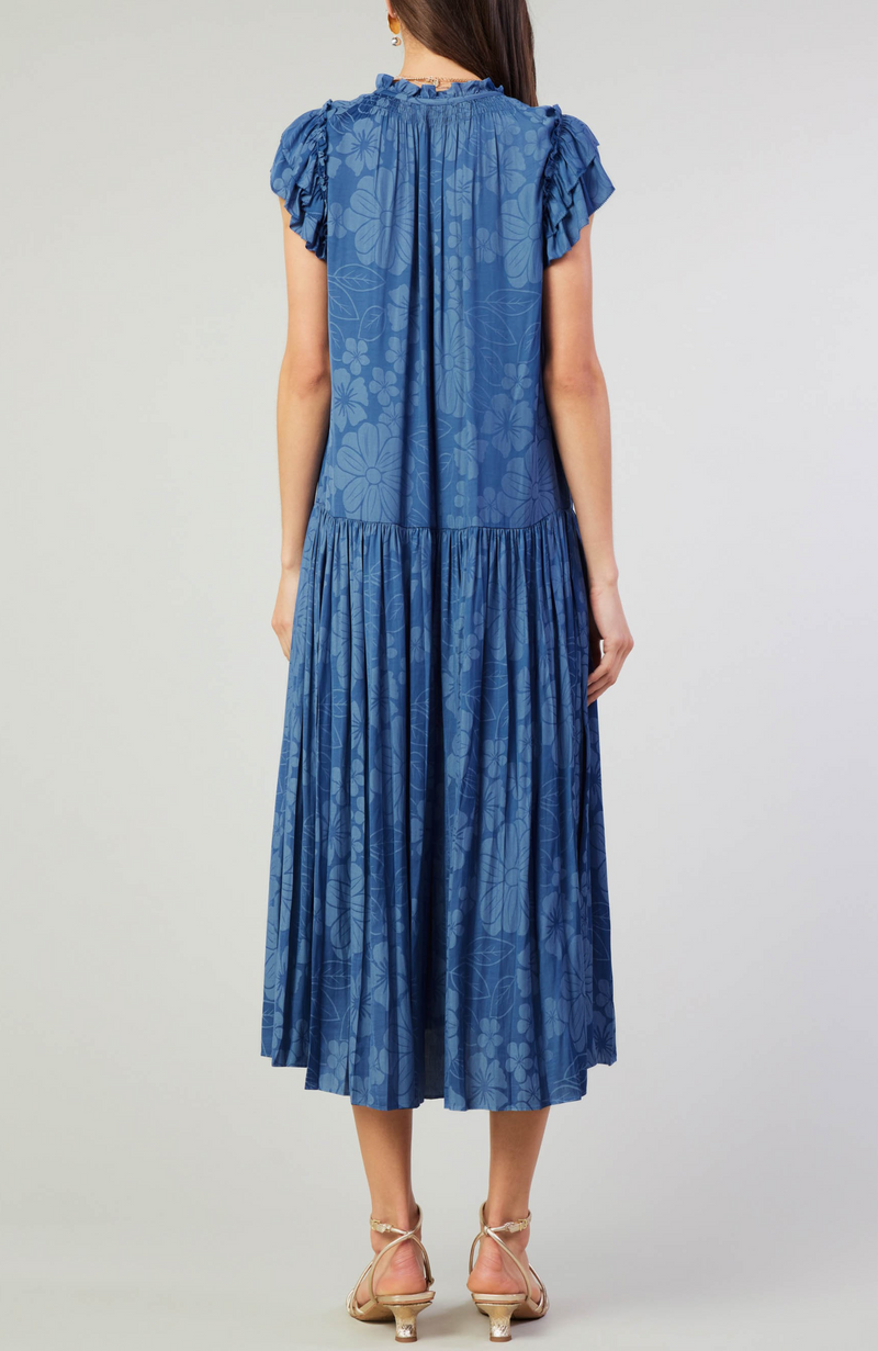 Current Air - Ditsy Jacquard Ruffled Neck Dress