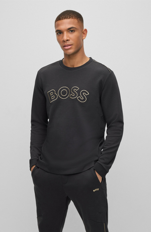 Hugo Boss - Salbo Iconic Sweatshirt with Grid Artwork and Curved Logo