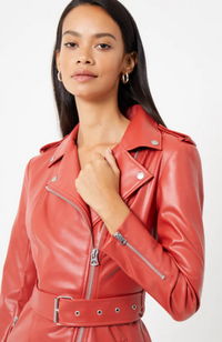French Connection - Etta Vegan Leather Belted Mini Dress