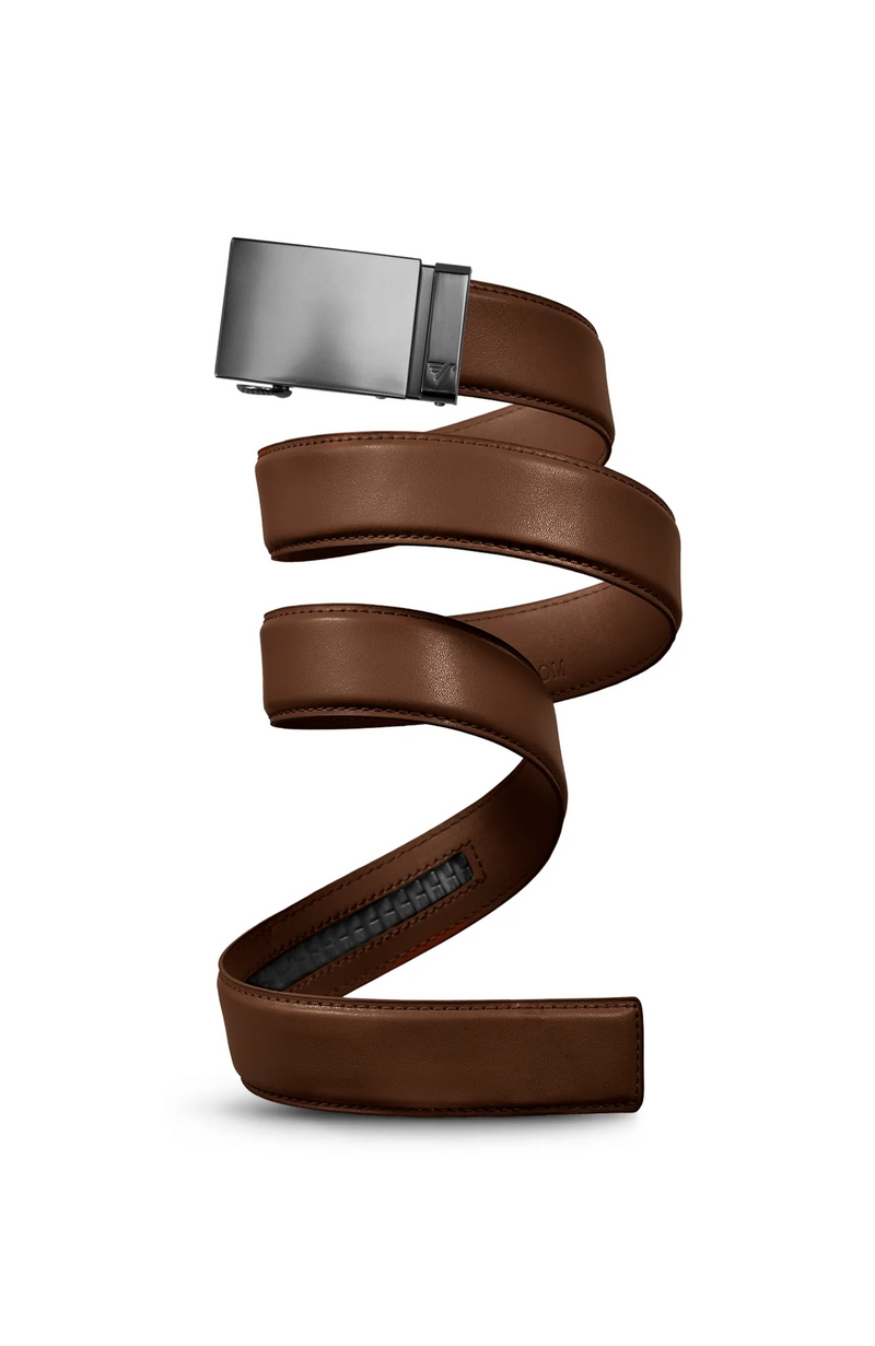 Mission Belt - Mocha Brown Leather with Gun Metal Buckle