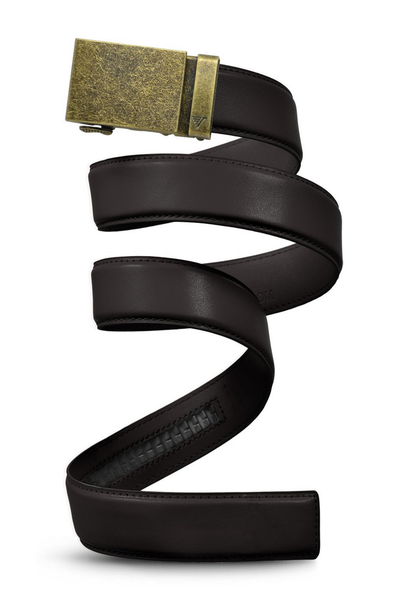 Mission Belt - Dark Brown Leather with Bronze Buckle