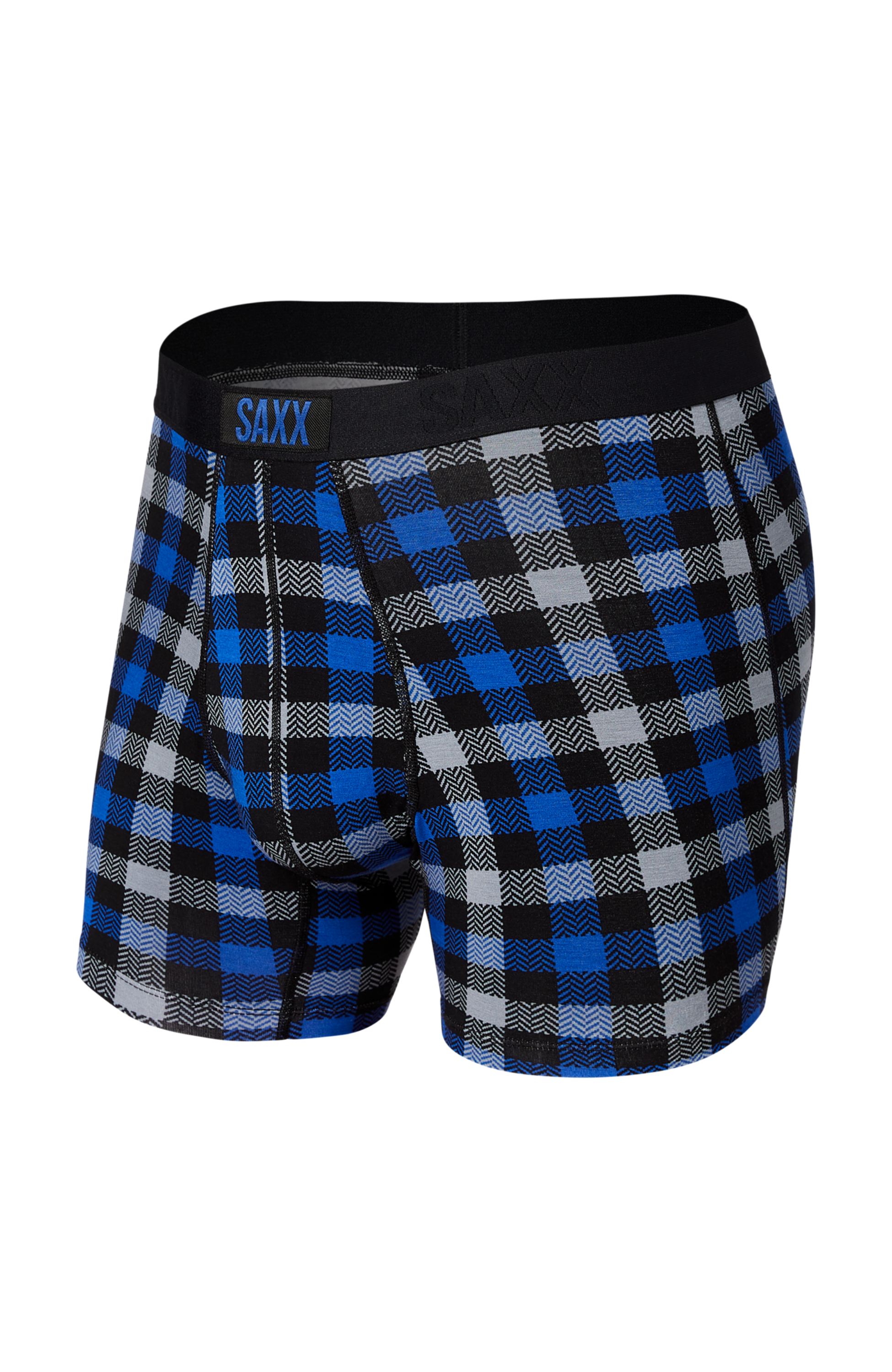 Men's Designer Underwear, Slim-Fit Boxers Blue/Green Tartan Plaid