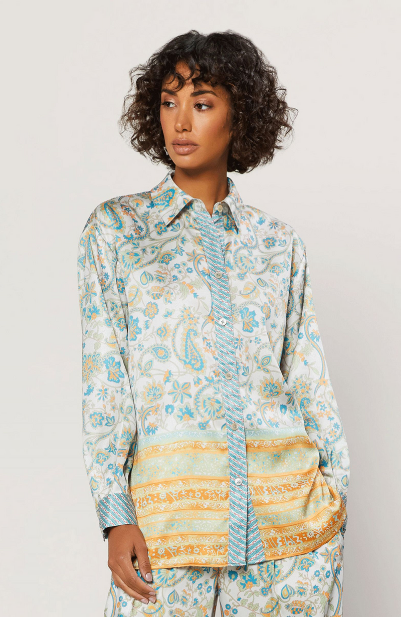 Current Air - Mixed Pattern Button Up Blouse