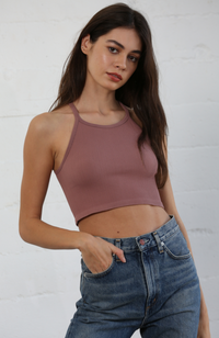 Seamless Ribbed Halter Neck Top