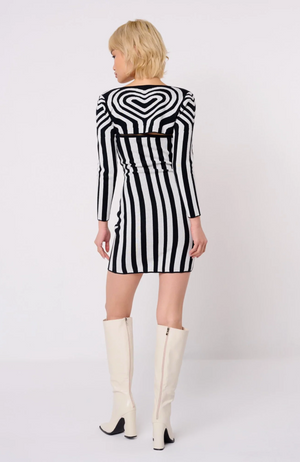 Another Girl - Monochrome Illusion Heart Shrug Dress Set