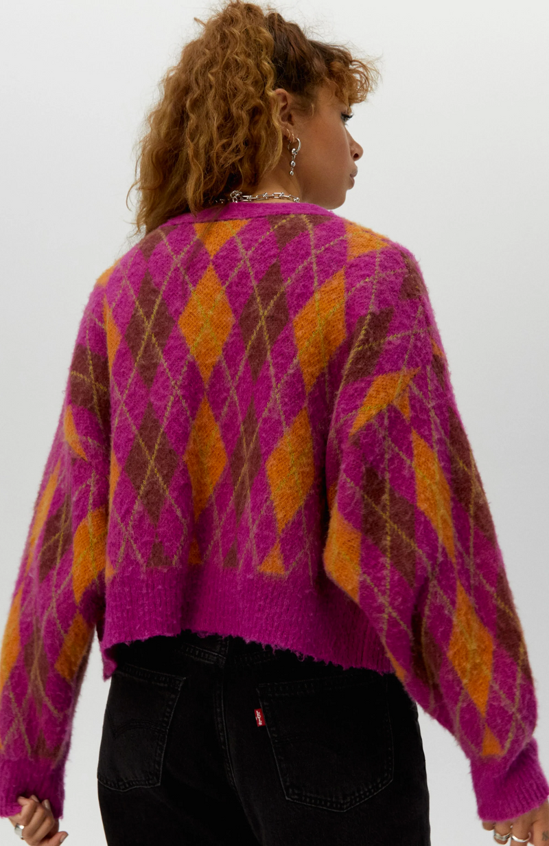 Daydreamer - Fuschia Sunset Argyle Cardigan