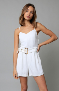 Belted Canvas Twill Romper